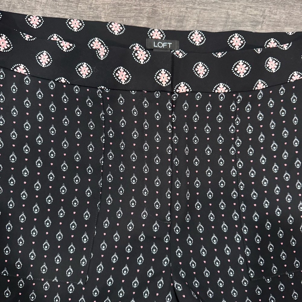 LOFT Black and Pink Patterned Culottes Size 14‎ - Picture 4 of 6
